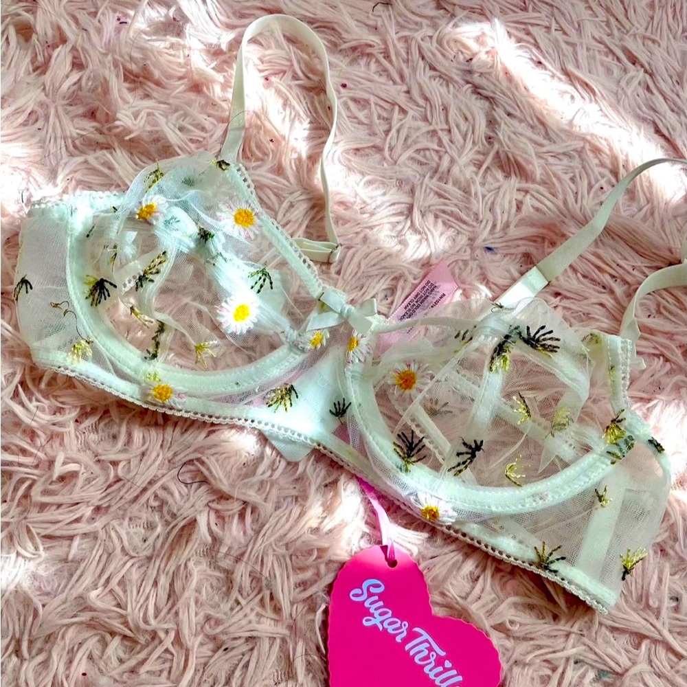 Dolls Kill Sugar Thrillz COME AWAY WITH ME DAISY MESH BRA